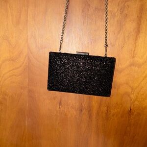 Elegant Black Glitter Clutch